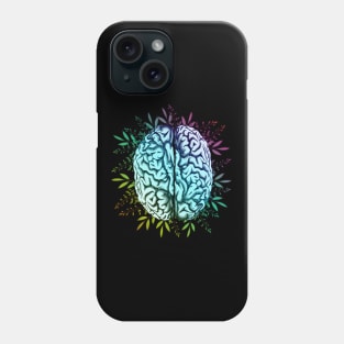 Brain, rainbow color,leaves,positivity, creativity, right hemisphere brain, health, Mental, mind Phone Case