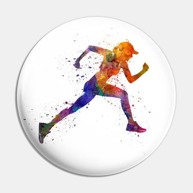 Woman runner jogger jumping Pin by PaulrommerArt