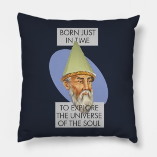 Rumi Gnome Child Meme: Born Just In Time to Explore the Universe of the Soul Pillow