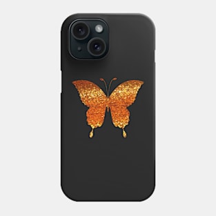 Orange Ombre Faux Glitter Butterfly Phone Case