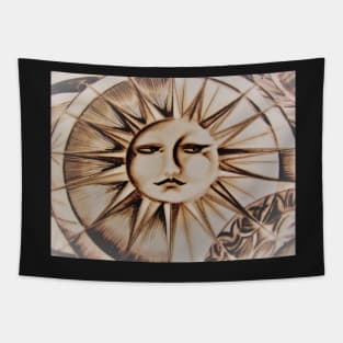 sun moon stars white Tapestry