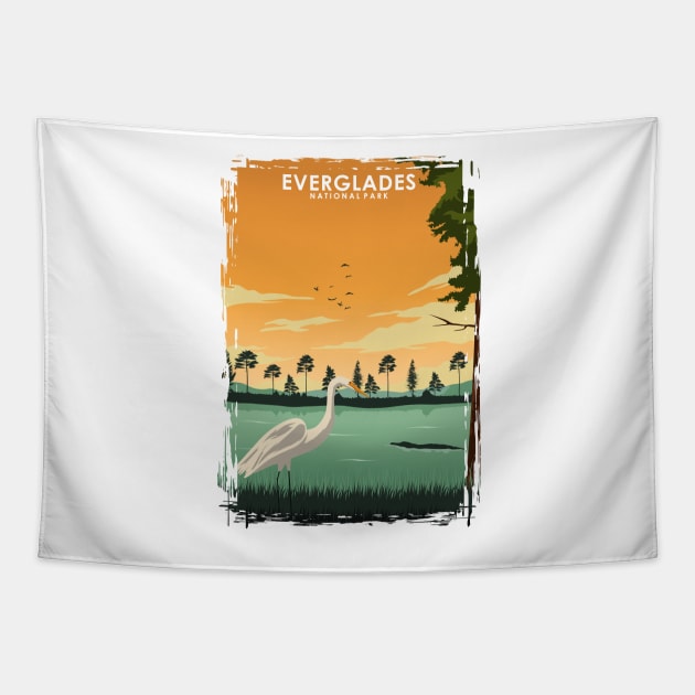 Everglades National Park Travel Poster Tapestry by jornvanhezik