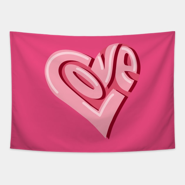 LOVE HEART PINK Tapestry by MAYRAREINART