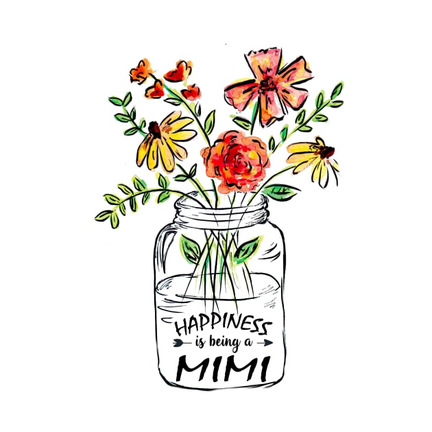 Womens Happiness Is Being a Mimi Shirt - Flower Art - Grandma Tee T-Shirt For Women by BestFamilyTee