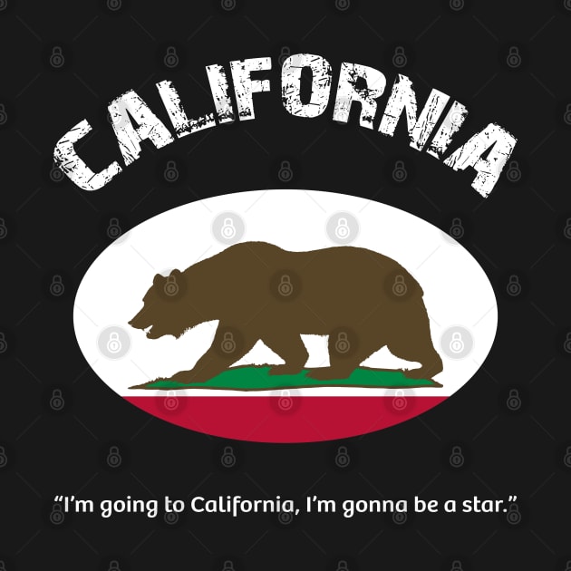 Bear Flag, Flag of California, Grizzly bear, “I’m going to California, I’m gonna be a star.” by egygraphics