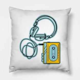 70's yellow cassette player Pillow