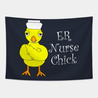 ER Nurse Chick White Text Tapestry