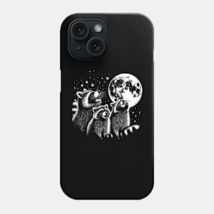 Three Raccoon Howling At The Moon Phone Case