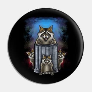 Trick or trash cute raccoon family Pin