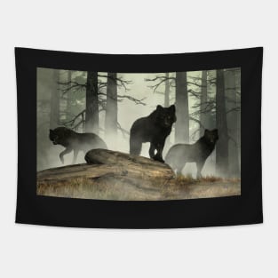 Black Wolves Tapestry