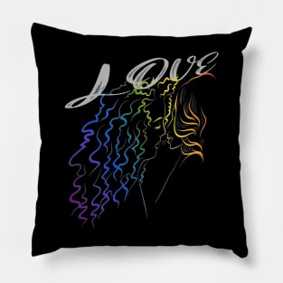 LGBTQ, Girls, Kiss, Gay, Rainbow Colors, Tee Pillow