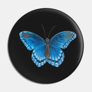 Bright Blue Butterfly Illustration Pin