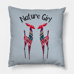 Nature Girl Plaid Deer Pillow