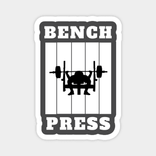 White Black Illustrated Bench Press Magnet