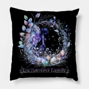 Enchanted Easter Fairy Wreath Egg Purple Pastel Design Pillow