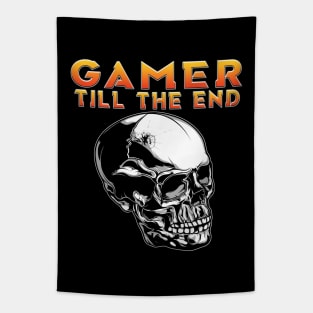 Gamer Till The End Full Skull Orange Tapestry