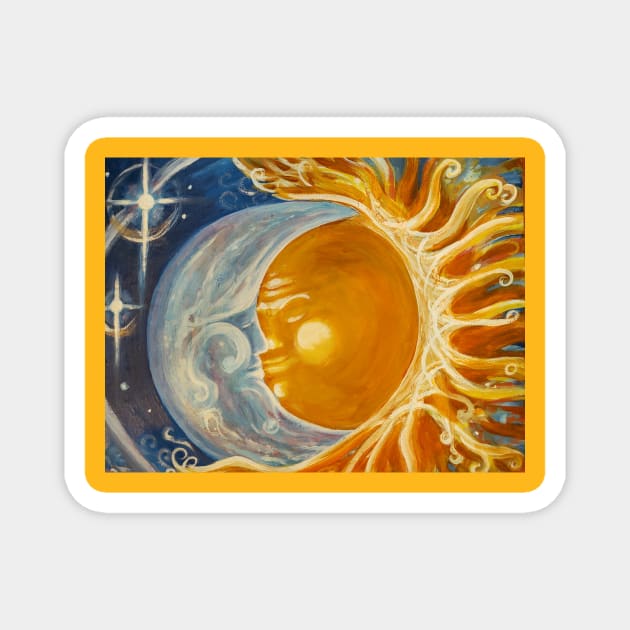 Sun and moon kissing Magnet by crystalwave4