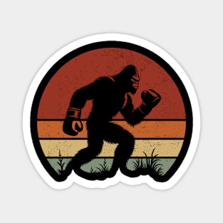 Bigfoot Sasquatch Boxer Vintage Distressed Sunset Boxing Lover Magnet