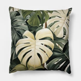 Painting of Monstera Leaves Pillow