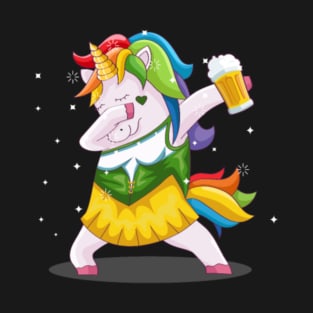 Oktoberfest Party Unicorn beer Mass and Dirndl T-Shirt