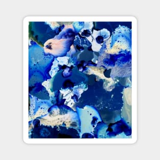 Deep blue  -  Night blue abstract landscape, abstract art, blue ink. Magnet