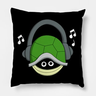 Turtle in Shell with Headphones Pillow