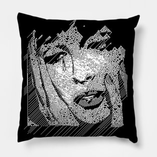 Crying Girl Pop Art Abstract Design Pillow