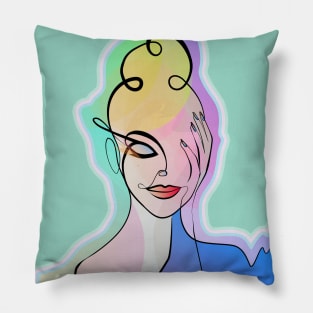 Vibrant Woman Portrait Pillow