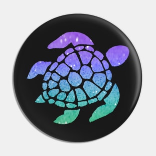 Bright Purple Aqua Ombre Faux Glitter Turtle Pin