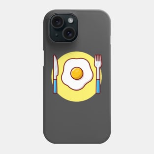 Egg Fried With Fork And Knife Cartoon Vector Icon Illustration Phone Case