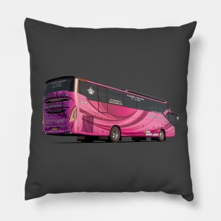 pink double decker bus Pillow