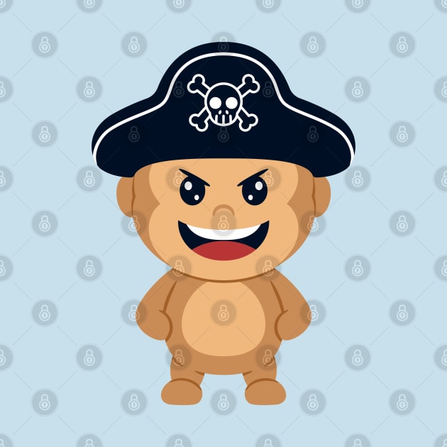 cute monkey pirates hat cartoon by garistipis