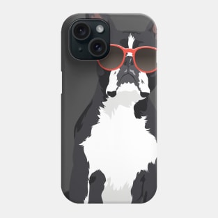 Cool Hipster Black and White Boston Terrier T-Shirt for Dog Lovers Phone Case