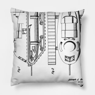 Armored Tank Vintage Patent Hand Drawing Pillow