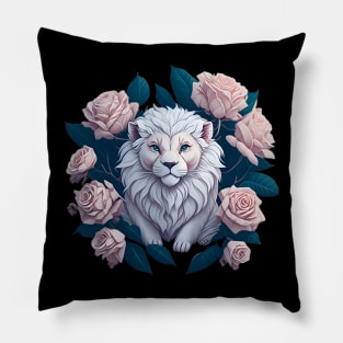 watercolor lion king of the garden sticker Pillow