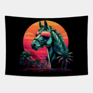 Retro Wave Mustang Horse Miami Tapestry