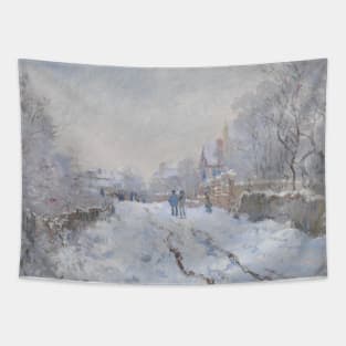 Street under snow, Argenteuil by Claude Monet Tapestry