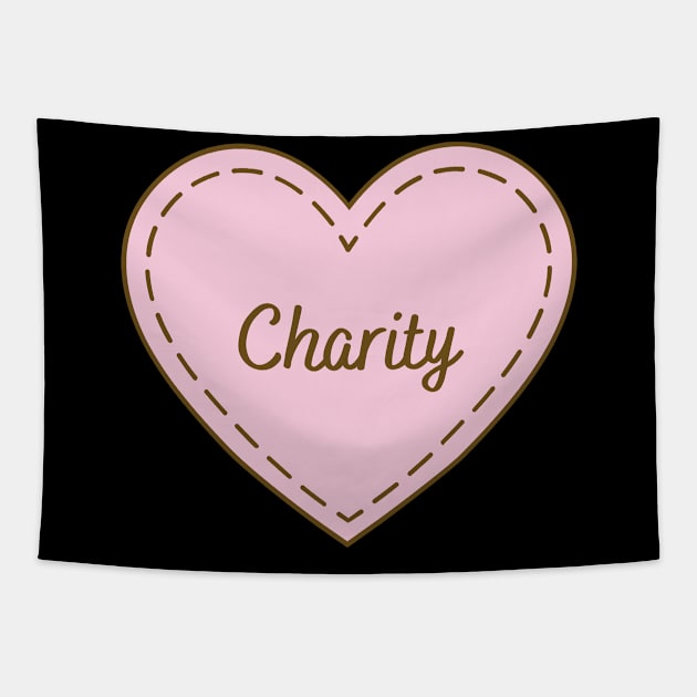 I Love Charity Simple Heart Design Tapestry by Word Minimalism