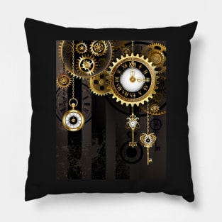 Antique Clock with Keys ( Steampunk ) Pillow