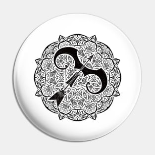 Sagittarius Mandala Zodiac in Black and White Pin