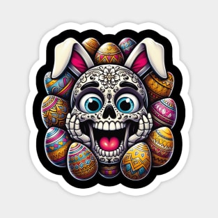 Sugar Skull Easter Bunny Surrounded By Eggs Magnet