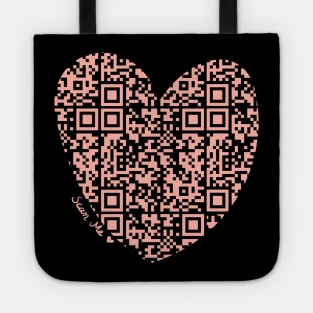 Pastel Red Rick Astley Rickroll QR Code Heart Art Tote