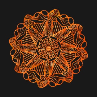 Harp Mandala Wavy Eights Orange T-Shirt