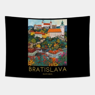 A Pop Art Travel Print of Bratislava - Slovakia Tapestry