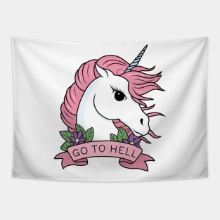 Go to Hell - Unicorn Tapestry