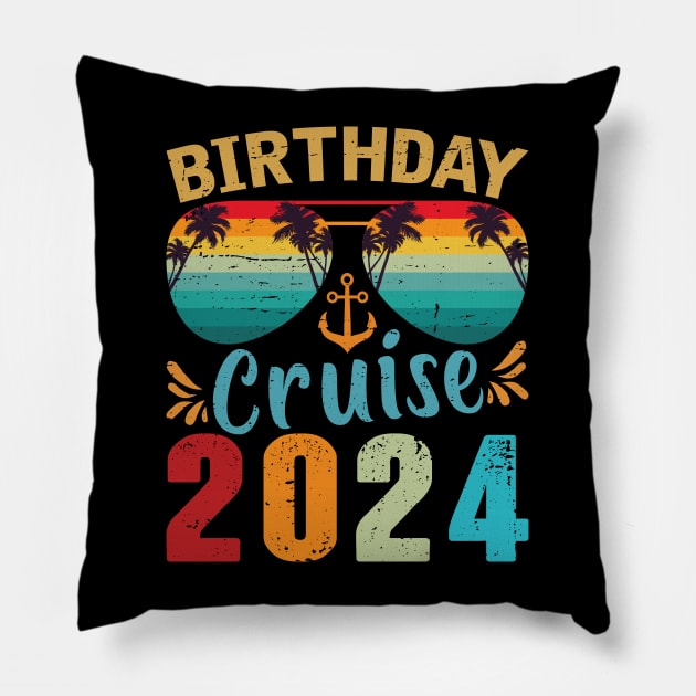 Birthday Cruise Squad Birthday Party Tee Cruise Squad 2024 Pillow by Sowrav