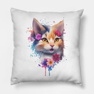 Cat Watercolor Pillow