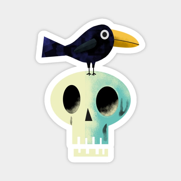 A Crow and a Skull Magnet by Scratch