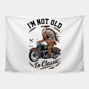 Vintage Vibes: I' Not Old I' Classic Motorcycle Tapestry