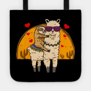 Sloth Riding Llama Cute Fluffy Lama & Sleepy Sloth Tote